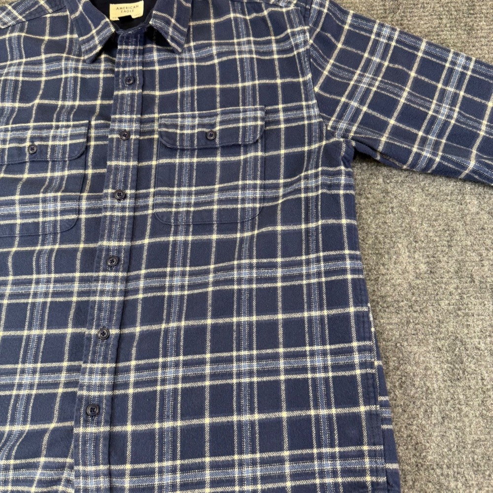 American Eagle Plaid Flannel Shirt Button Up Long Sleeve‎ Men's L